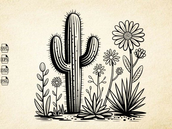 Download Cactus SVG, Hand Drawn Desert Clipart - Desert clipart Collection