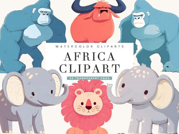 Download Watercolor Africa Animal Clipart Bundle - Premium Bundle