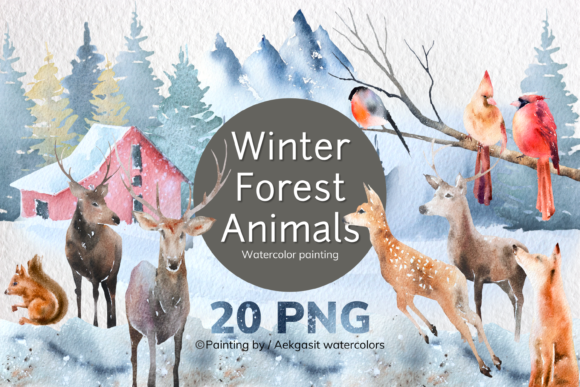 Download Watercolor Winter Forest Animals PNG - Forest animals png Collection