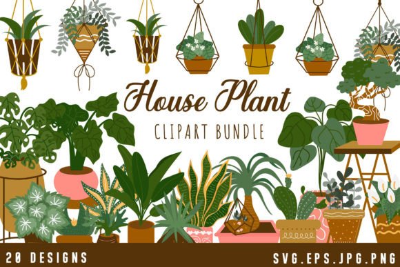 Download Potted House Plant Clipart SVG Bundle - House Collection