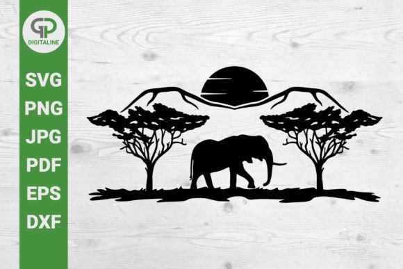 Download Desert Elephant and Sunset in Africa SVG - Africa Collection