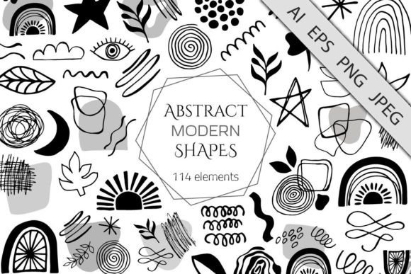 Download Black Modern Abstract Design Shapes - Shape Collection