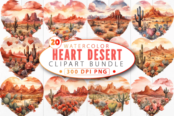 Download Watercolor Heart Desert Clipart Bundle - Desert clipart Collection